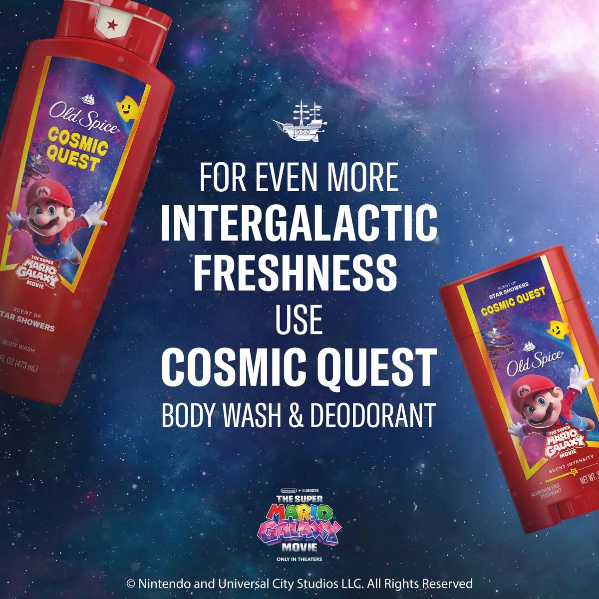 Old Spice x The Super Mario Galaxy Men's 24/7 Shower Fresh Cosmic Quest Body Wash - Scent of Star Showers - 24 fl oz