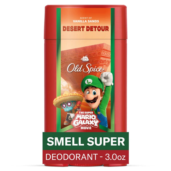 Old Spice x The Super Mario Galaxy Men’s 24/7 Lasting Freshness Desert Detour Aluminum-Free Deodorant - Scent of Vanilla Sands - 3oz