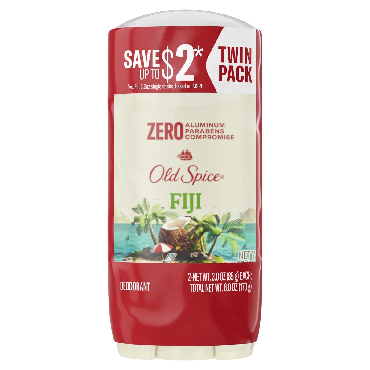 Old Spice Men's Solid Deodorant Fiji with Palm Tree Scent - Aluminum-Free 3oz/2pk Main image