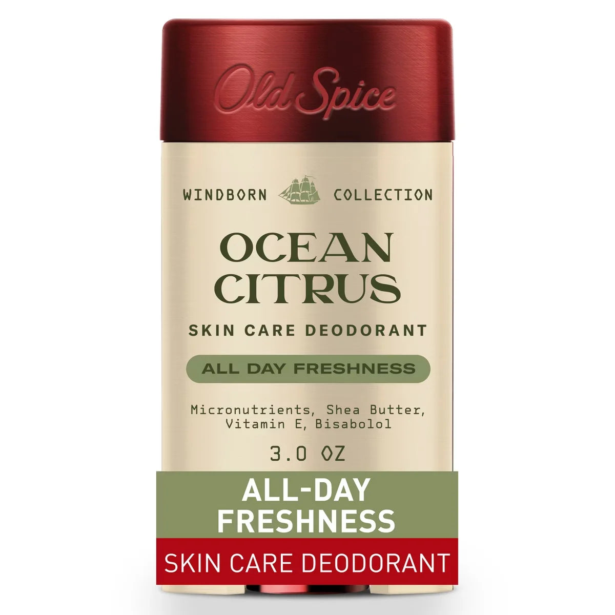Old Spice Men's Aluminum-Free All Day Freshness Windborn Collection Deodorant - Ocean Citrus - 3oz: Invisible Solid, Normal Skin Main image