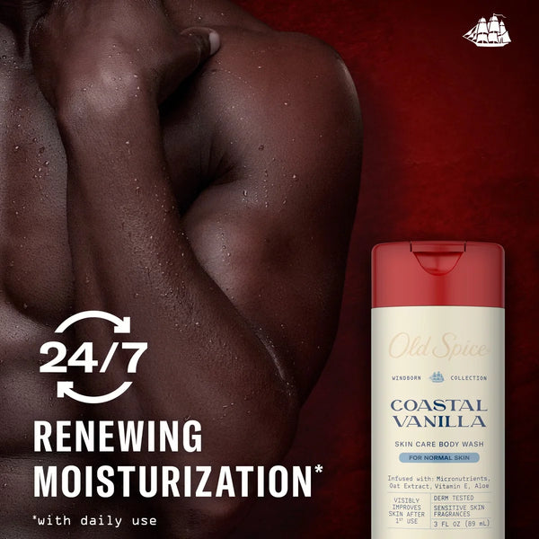 Old Spice Windborn Coastal Vanilla Body Wash - 3oz: Whole Body Cleansing, Normal Skin, Liquid, Travel Size