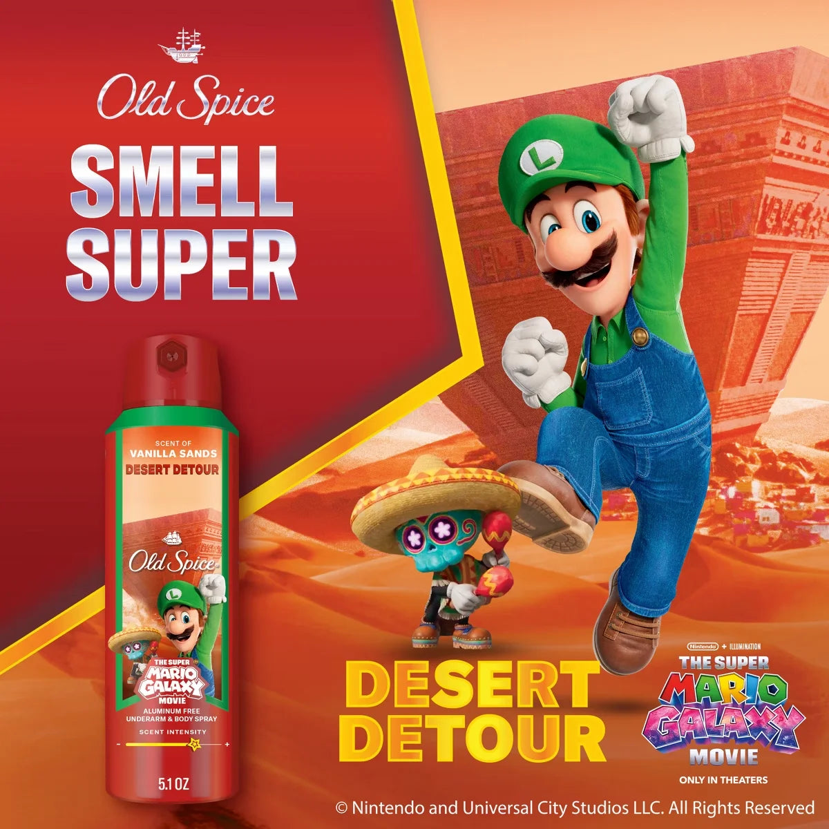 Old Spice x The Super Mario Galaxy 24/7 Odor Control Aluminum-Free Deodorant Body Spray - Desert Detour - 5.1 fl oz Secondary image