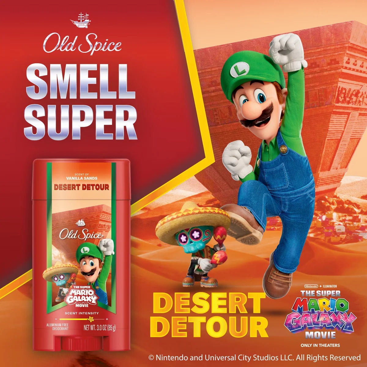 Old Spice x The Super Mario Galaxy Men’s 24/7 Lasting Freshness Desert Detour Aluminum-Free Deodorant - Scent of Vanilla Sands - 3oz Secondary image