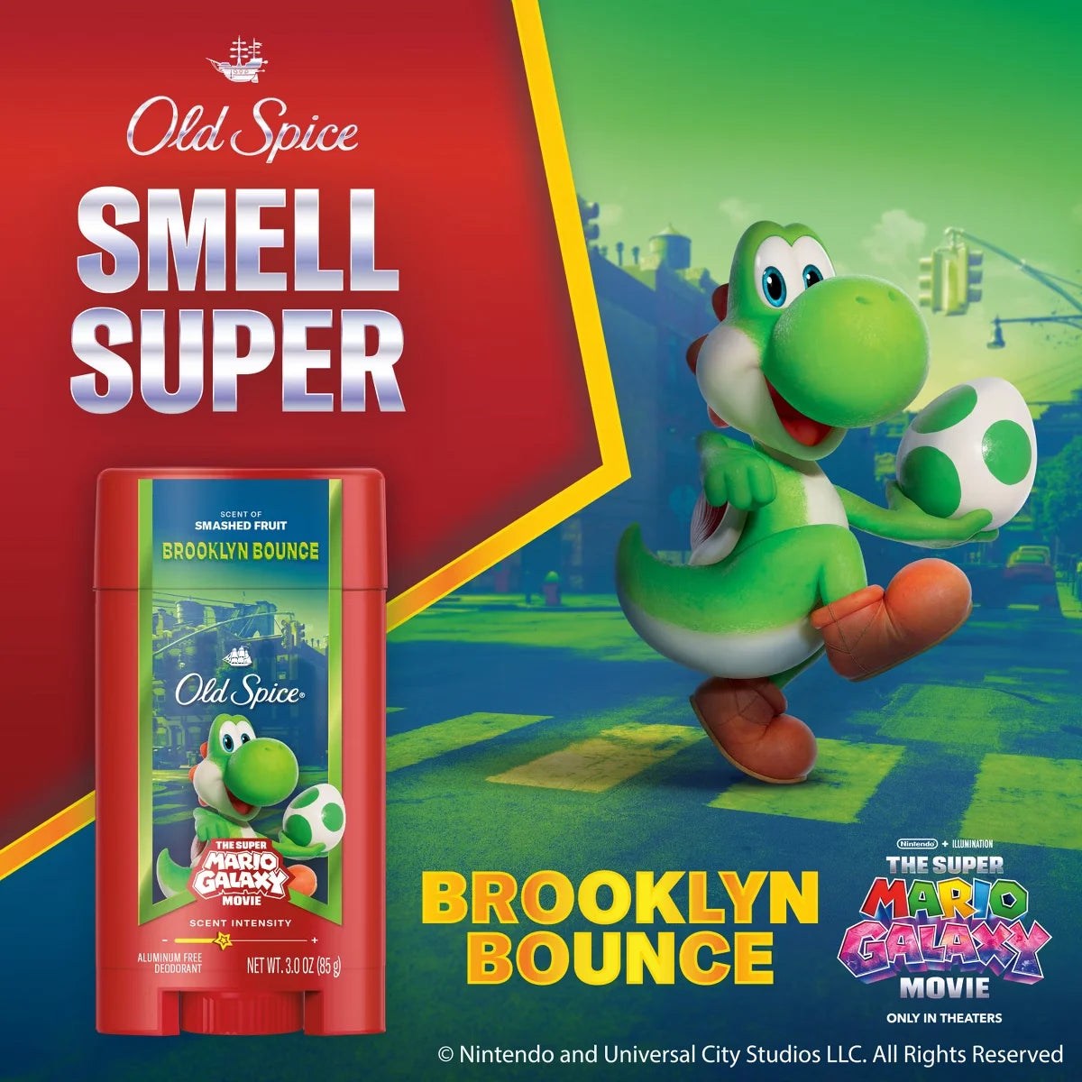Old Spice x The Super Mario Galaxy Brooklyn Bounce Men's 24/7 Lasting Freshness Aluminum-Free Deodorant - Scent of Smashed Fruit - 3oz Secondary image
