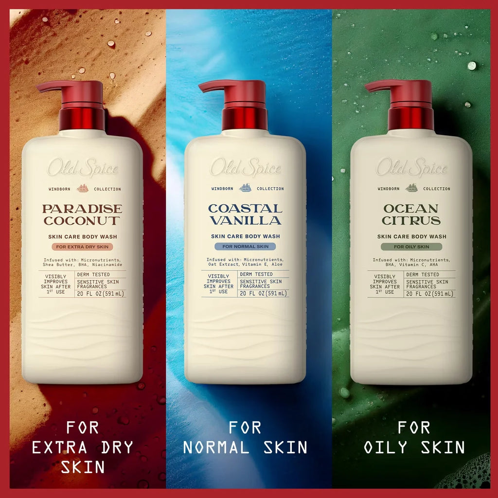 Old Spice Windborn Collection Men's Body Wash for Normal Skin - Coastal Vanilla Scent - 20 fl oz