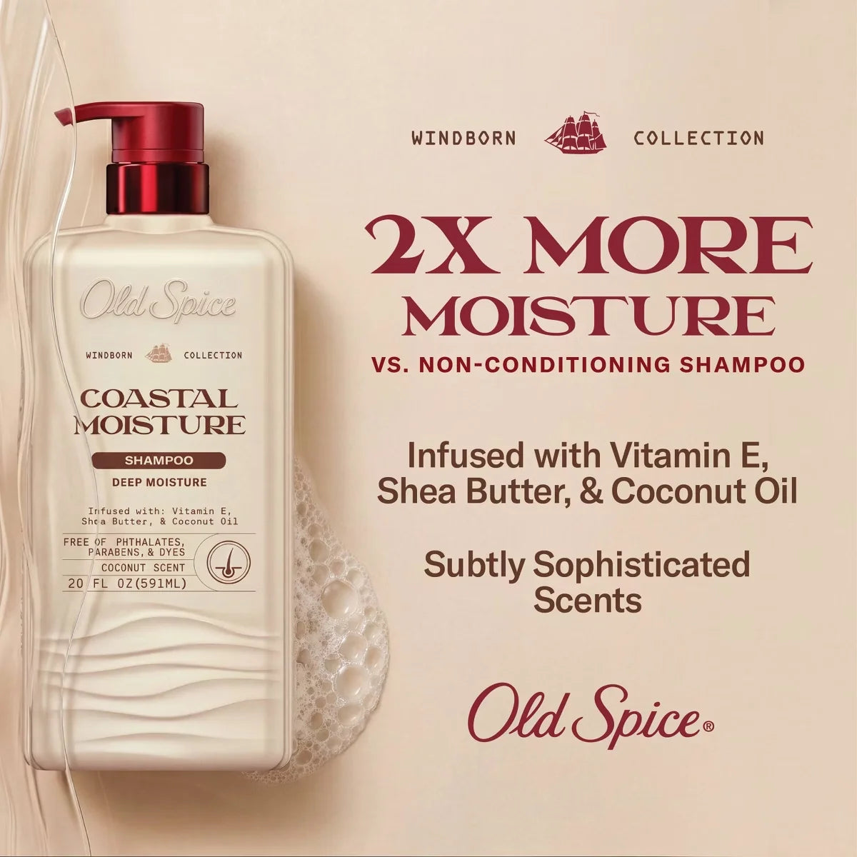 Old Spice Windborn Coastal Moisture Vanilla Shampoo - 20 fl oz Secondary image