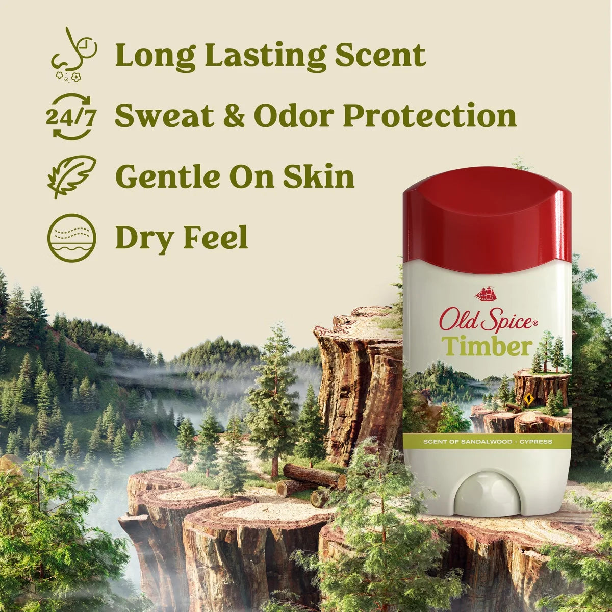 Old Spice Men's Timber with Sandalwood Antiperspirant Deodorant - 2.6oz Secondary image