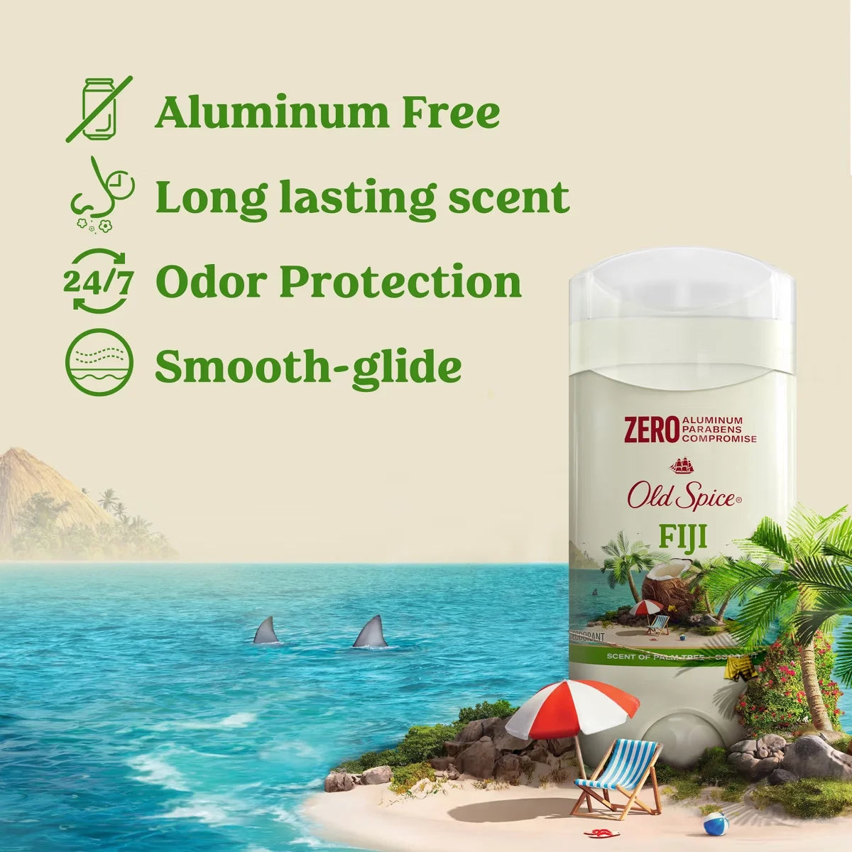 Old Spice Men's Deodorant Fiji with Palm Tree - Aluminum-Free 3oz: Invisible Solid, Normal Skin, Under Arm Use Secondary image