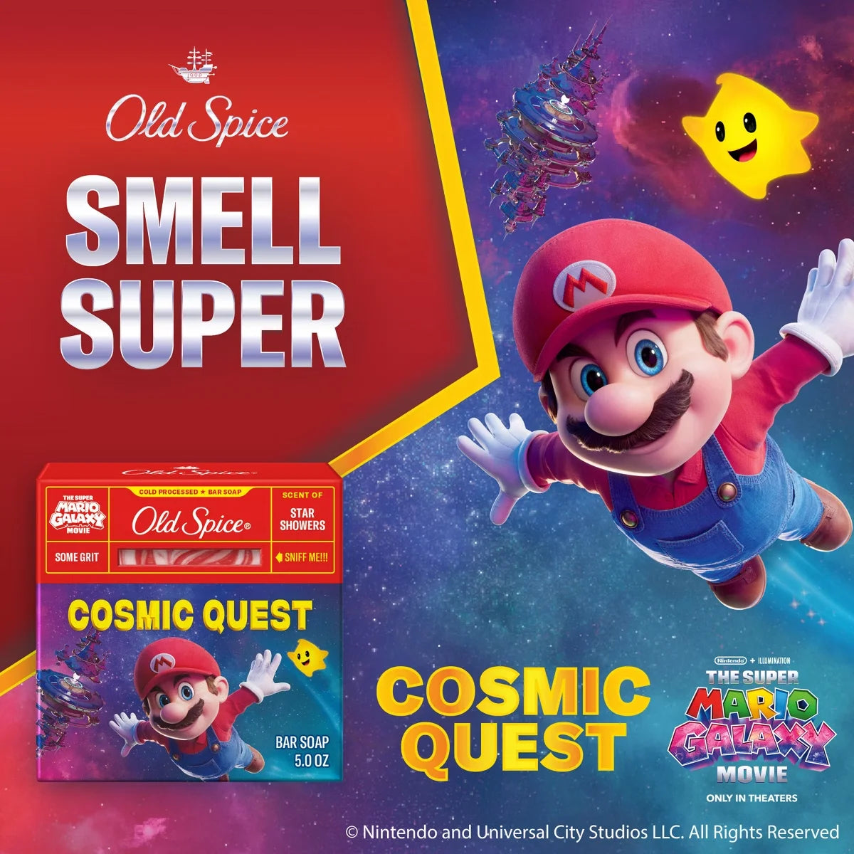 Old Spice x The Super Mario Galaxy Men’s Some Grit Cosmic Quest Cold Processed Bar Soap - Scent of Star Showers - 5oz Secondary image