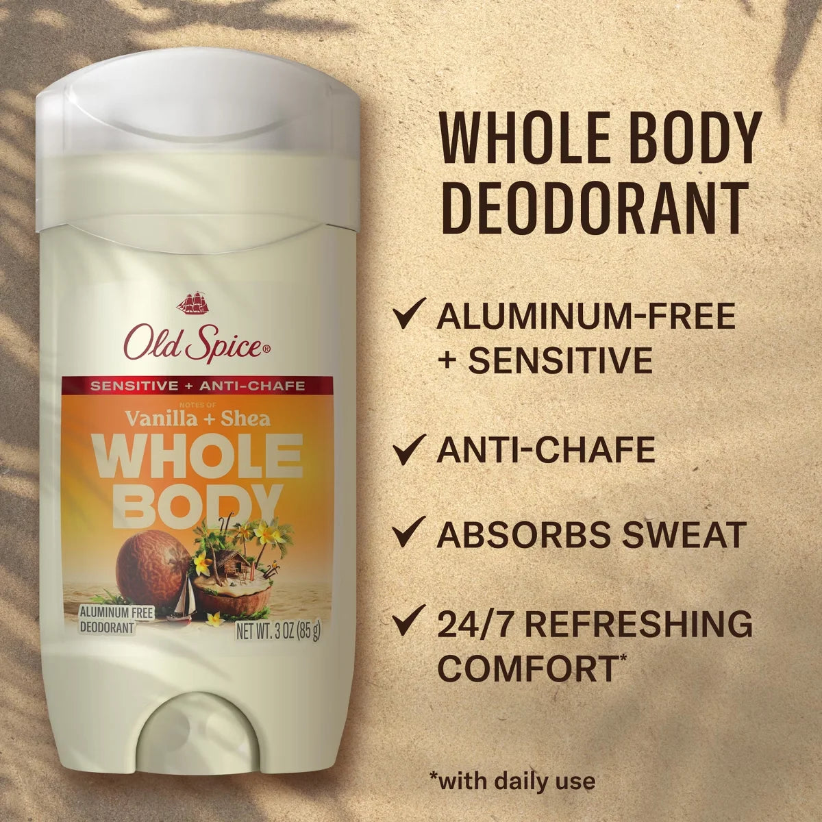 Old Spice Whole Body Solid Deodorant for Men - Vanilla & Shea - Aluminum-Free 3oz Secondary image