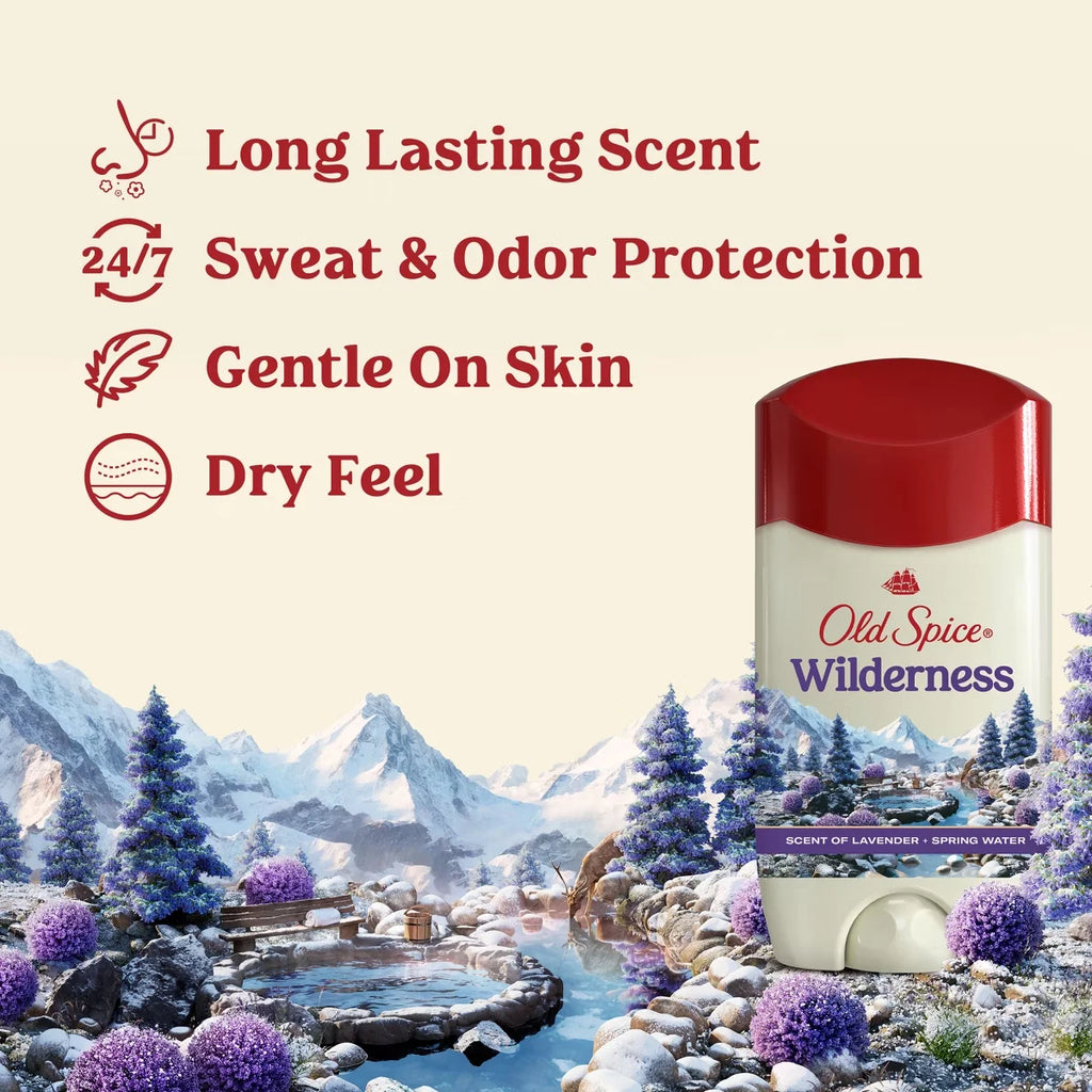 Old Spice Men's Wilderness with Lavender Antiperspirant & Deodorant - 2.6oz: Invisible Solid, Normal Skin Type