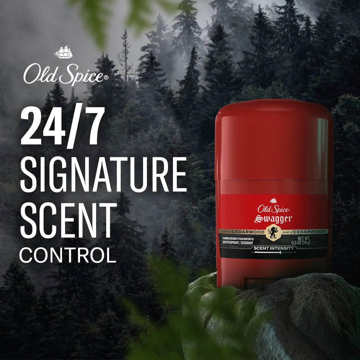 Old Spice Red Zone Swagger Invisible Solid - Trial Size - 0.5oz: Under Arm, Sulfate-Free, Lime & Cedar, Normal Skin Secondary image