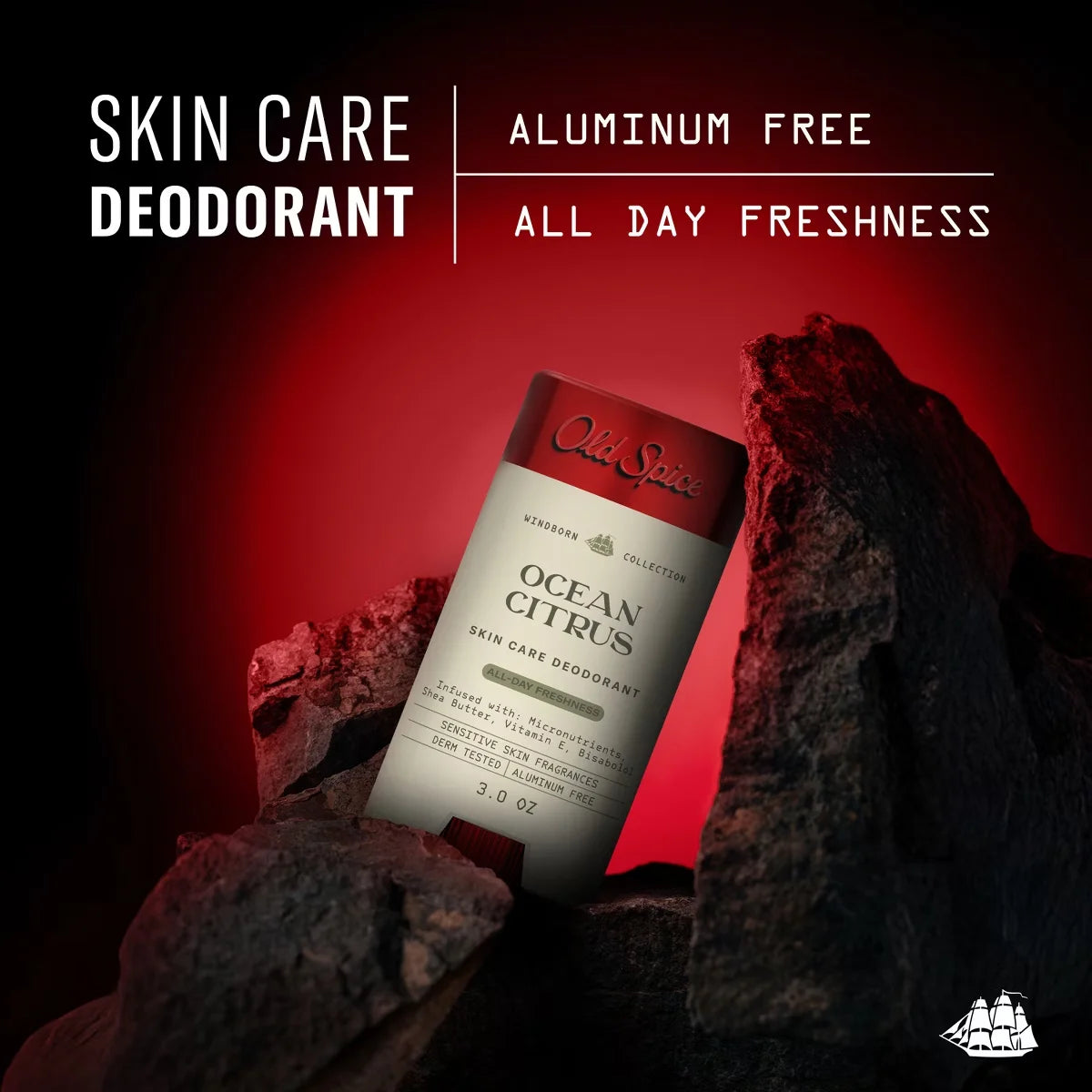 Old Spice Men's Aluminum-Free All Day Freshness Windborn Collection Deodorant - Ocean Citrus - 3oz: Invisible Solid, Normal Skin Secondary image