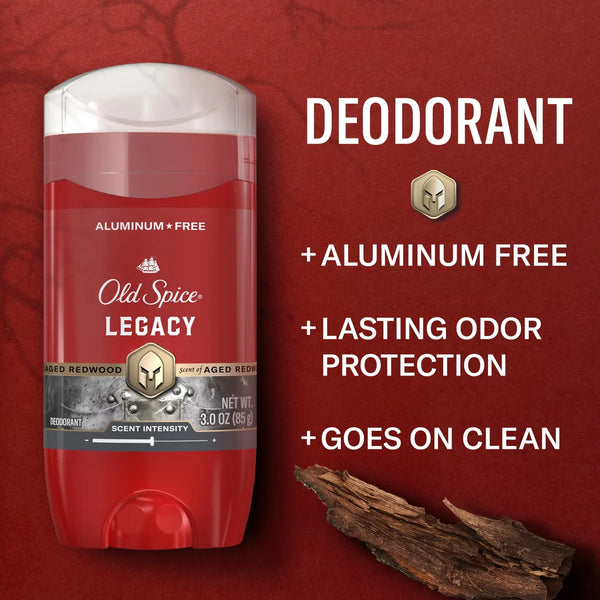 Old Spice Men's Long-Lasting Freshness 24-Hour Odor Protection Red Collection Deodorant - Legacy - 3oz