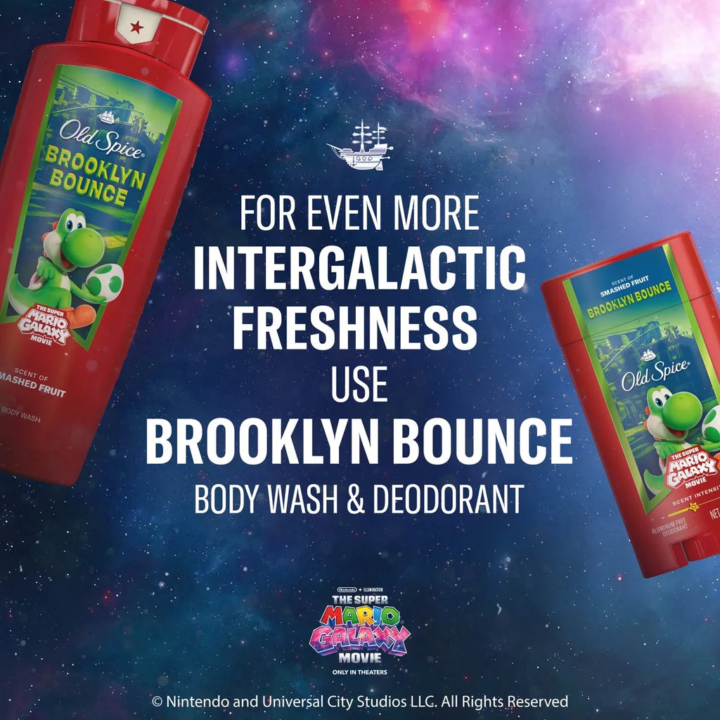 Old Spice x The Super Mario Galaxy Brooklyn Bounce Men's 24/7 Lasting Freshness Aluminum-Free Deodorant - Scent of Smashed Fruit - 3oz