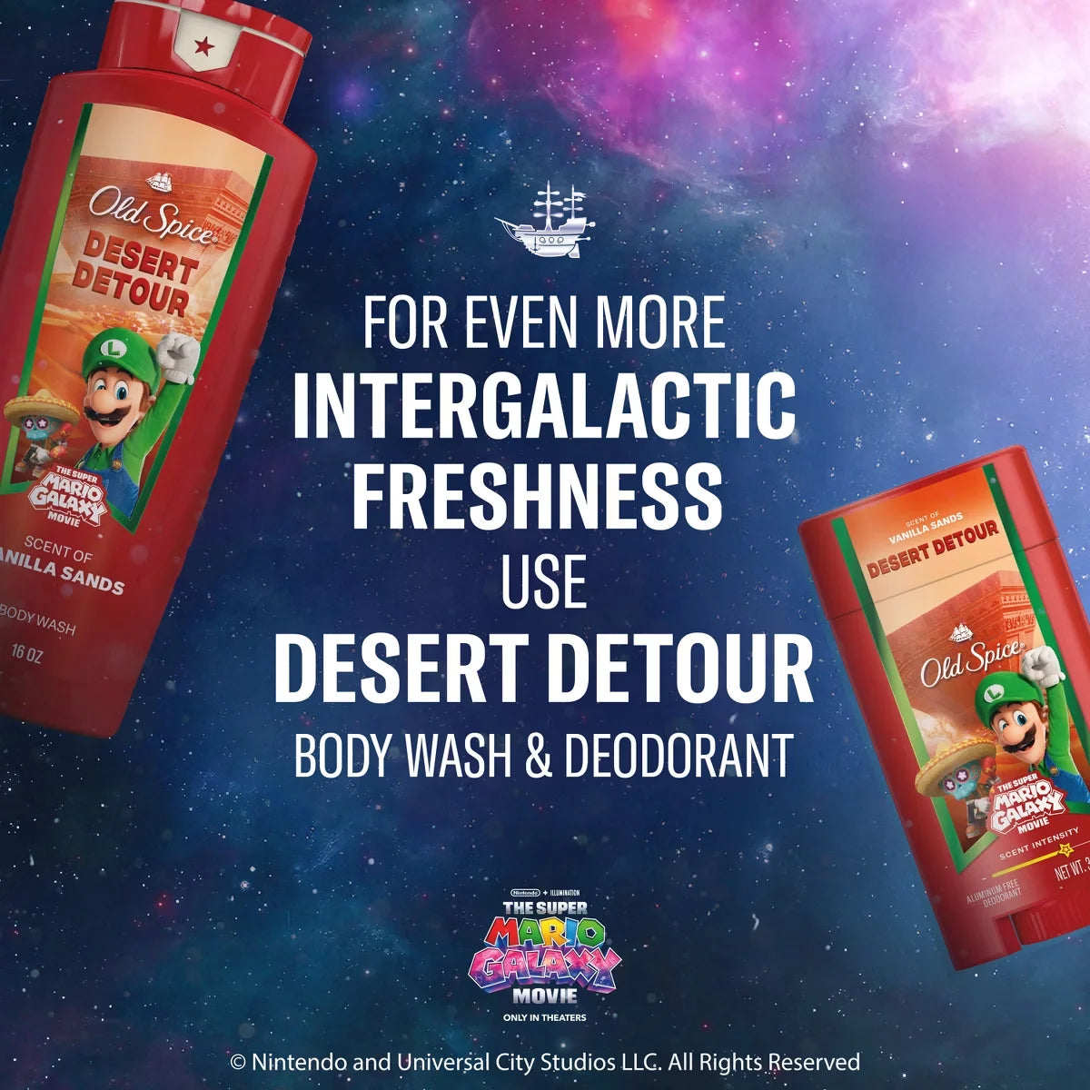 Old Spice x The Super Mario Galaxy 24/7 Odor Control Aluminum-Free Deodorant Body Spray - Desert Detour - 5.1 fl oz