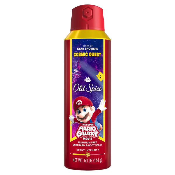 Old Spice x The Super Mario Galaxy Cosmic Quest 24/7 Odor Control Aluminum-Free Deodorant Body Spray - Scent of Star Showers - 5.1 fl oz