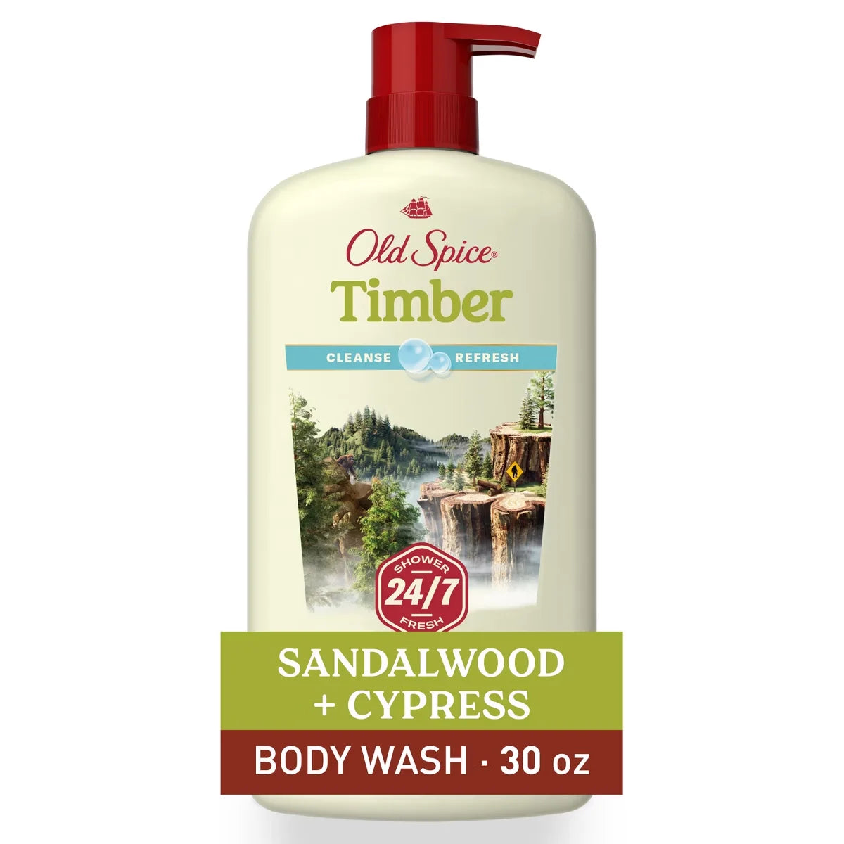 Old Spice Men's Body Wash Timber with Sandalwood - 30 fl oz: For Normal Skin, Liquid Form, Basic Cleansing, Whole Body Main image