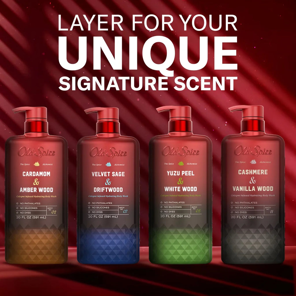 Old Spice x The Spice Alchemist Collection Men's Crafted for Compliments Cologne Infused Body Wash - Cashmere and Vanilla Wood - 20oz