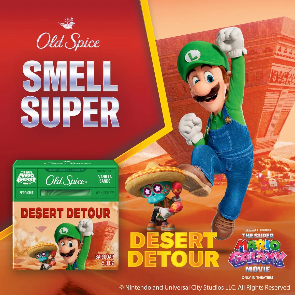 Old Spice x The Super Mario Galaxy Zero Grit - Men’s Desert Detour Cold Processed Bar Soap - Scent of Vanilla Sands - 5oz Secondary image