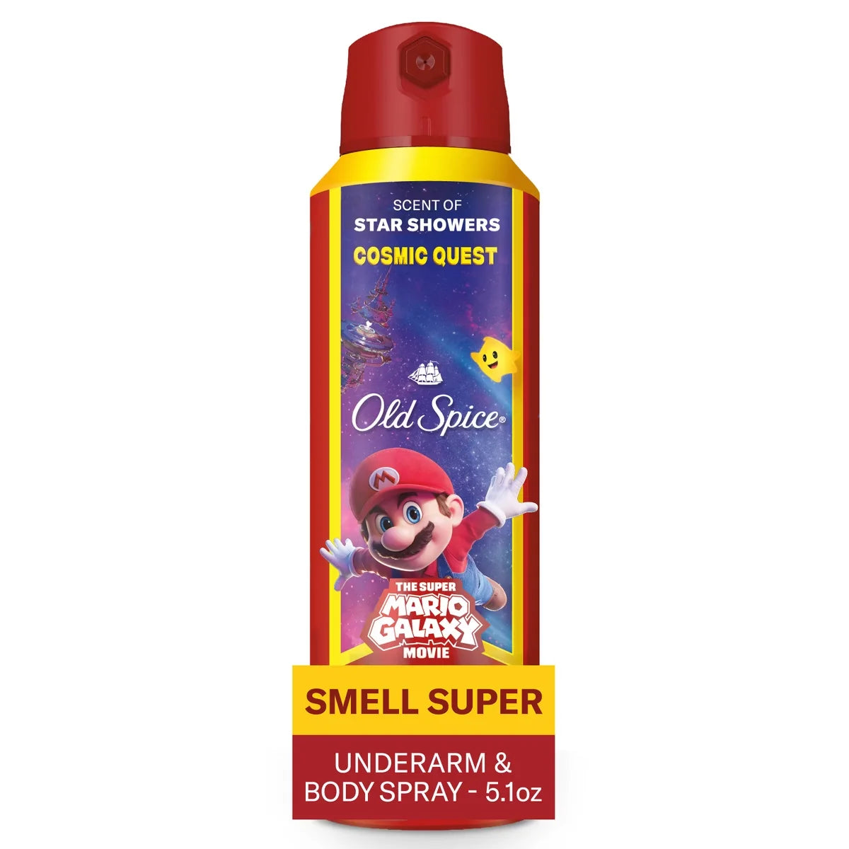Old Spice x The Super Mario Galaxy Cosmic Quest 24/7 Odor Control Aluminum-Free Deodorant Body Spray - Scent of Star Showers - 5.1 fl oz Main image