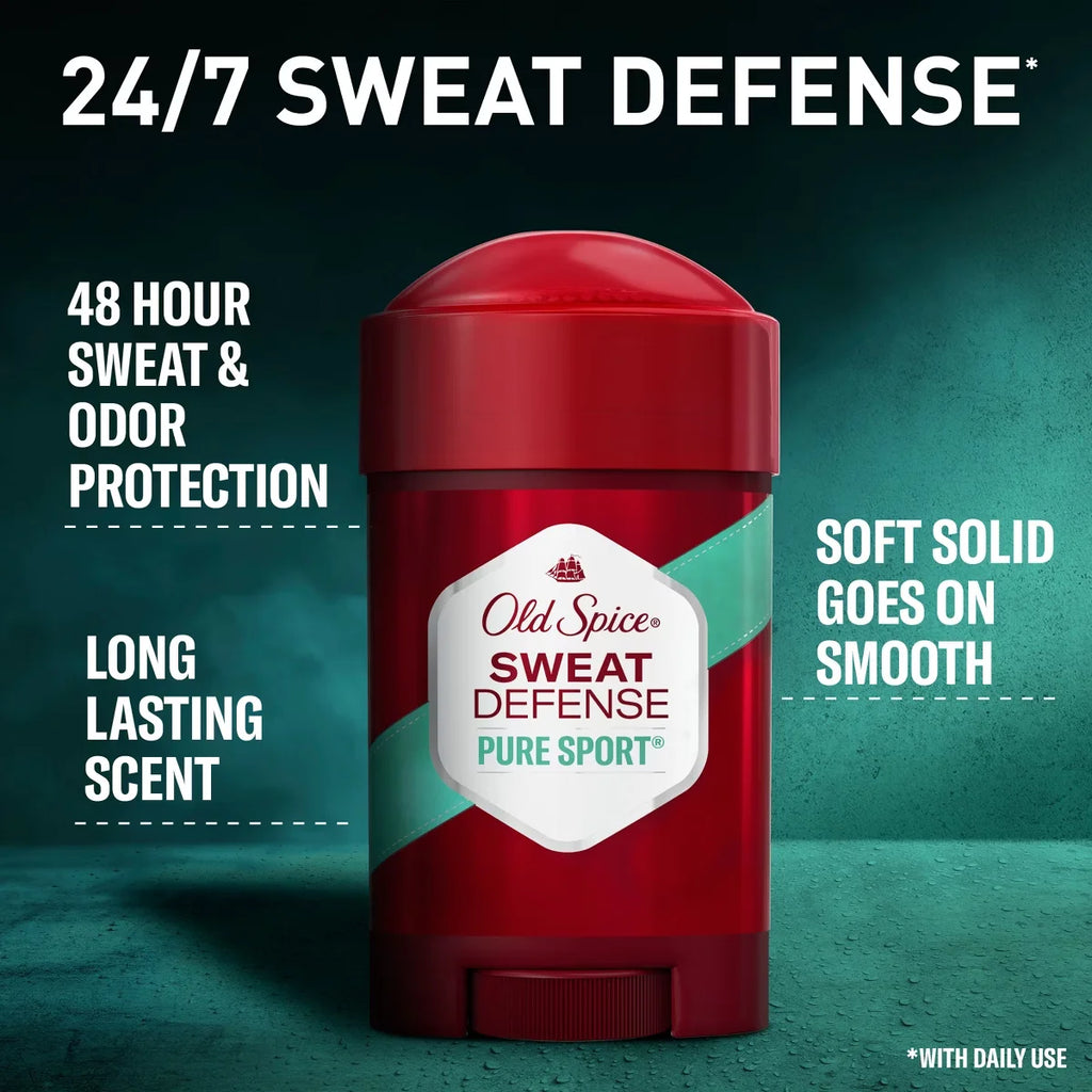 Old Spice Hardest Working Collection Sweat Defense Solid Antiperspirant & Deodorant Pure Sport Plus Twin Pack - 2.6oz